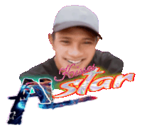 a picture of a boy with the word astar behind him