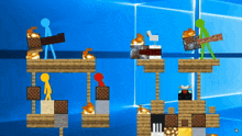 a screenshot of a minecraft game with a blue and red character