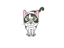 a cartoon drawing of a black and white cat