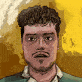 a drawing of a man with a beard and earrings