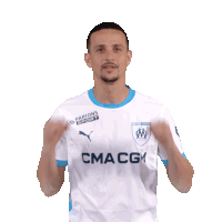 a man wearing a white shirt with cma cgm written on it
