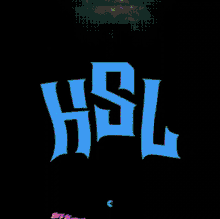 a black background with yellow hsl letters on it