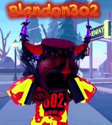 a cartoon character with horns is wearing a shirt that says 502 gang