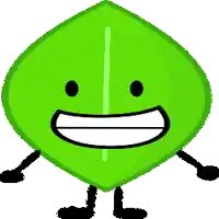 a green cartoon character with arms and legs is smiling and has an arrow pointing up .