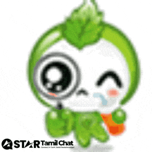 a star tamil chat logo with a green and white cartoon
