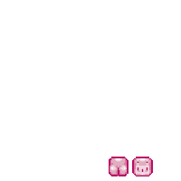 a pixel art illustration of a pair of pink dice on a white background