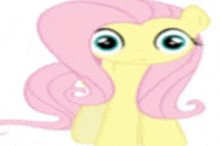 a cartoon pony with pink hair and green eyes