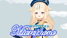 a microphone advertisement with a girl in a hat
