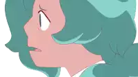 a close up of a cartoon character 's face with a sad look on her face