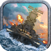 an app icon for a game shows a battleship in the ocean
