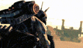 a computer generated image of a robot with the letters l and h visible