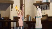 a man and a girl are standing in a room