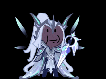 a cartoon character with a sword and a crown