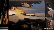 a painting is being painted on a canvas with the words made in animotica on the bottom