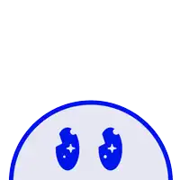 a blue circle with two blue eyes and a white star in the middle