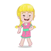 a cartoon of a girl with blonde hair and freckles