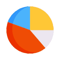 a pie chart with four different colored slices on it