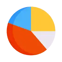 a pie chart with four different colored slices on it