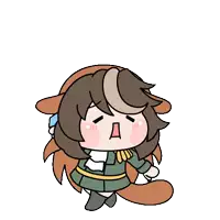 a cartoon drawing of a girl wearing a brown hat