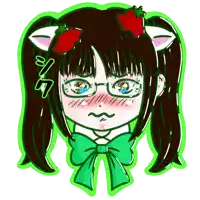 a drawing of a girl wearing glasses and a bow