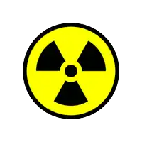 a yellow and black radioactive symbol with a black circle around it