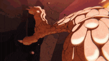 a cartoon drawing of a dragon 's tail with a red background