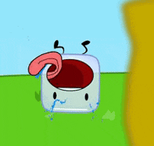 a cartoon character with a red tongue sticking out