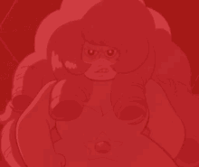 a close up of a red background with a cartoon character on it .