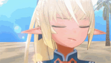 a cartoon character with blonde hair and red eyes