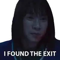a woman with blood on her face and the words i found the exit
