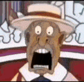 a cartoon character with a surprised expression on his face