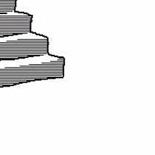 a pixel art drawing of a person laying on the ground next to a staircase .