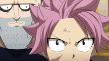 a cartoon character with pink hair has the letters ii on his forehead