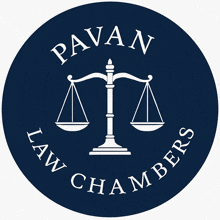 a logo for pavan law chambers has a scale of justice on it