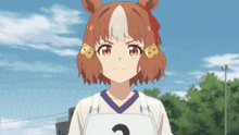 a girl in a white shirt with the number 3 on the front