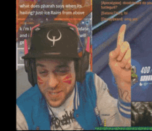 a man wearing headphones and a hat says what does pharah say when it 's hailing