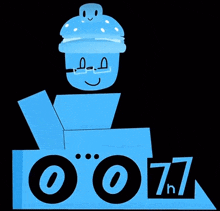 a cartoon drawing of a man with a cupcake on his head