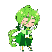 a cartoon character with long green hair and a bow tie