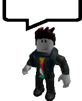 a roblox character with a speech bubble behind him