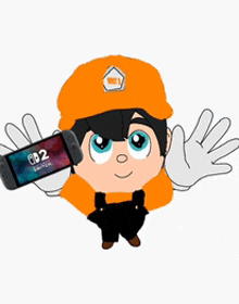 a cartoon character holding a nintendo switch with the number 82 on it