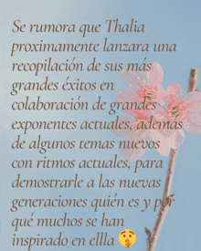 a pink flower is in the background of a text in spanish