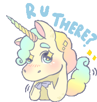 Coy Unicorn Asks R U There In English Sticker - Sarcastic Soda Cake Ru There Sparkling Stickers
