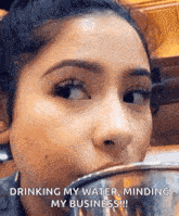 Esme None Of My Business GIF - Esme None Of My Business Drink GIFs