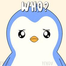 a penguin with a question mark on its head says who