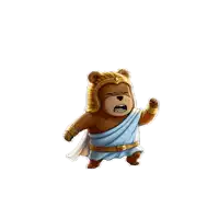 a cartoon of a teddy bear dressed as a greek warrior