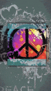 a colorful peace sign with the word peace written in the corner