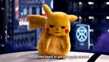 Detective Pikachu Pikachu GIF - Detective Pikachu Pikachu Just Need A Little Spark To Get The Party Started GIFs