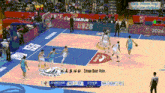 a basketball game is being played on a court that says g5 on it