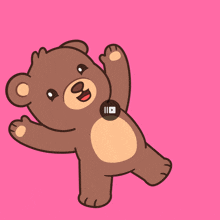 a cartoon teddy bear with a youtube icon on its chest