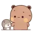 a brown teddy bear is standing next to a smaller teddy bear .